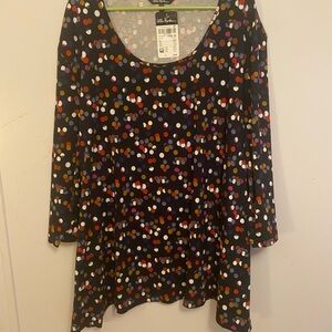Ulla Popken Women's Colorful Dot Long Sleeve Top